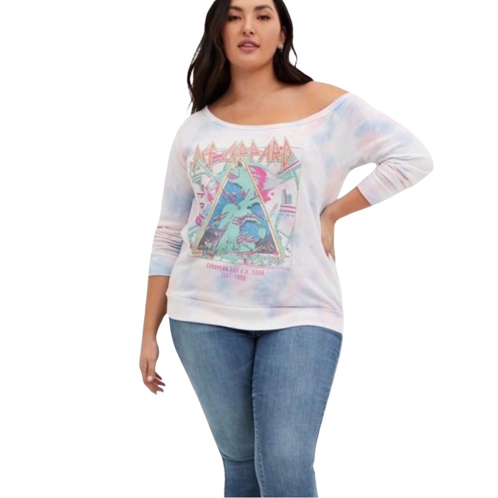 TORRID DEF LEPPARD OFF THE SHOULDER SWEATSHIRT